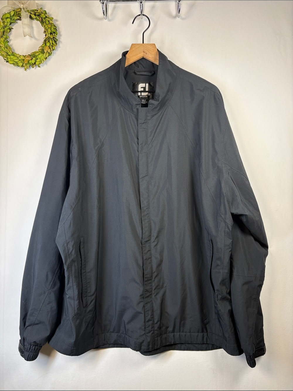 FOOTJOY DRYJOYS Men's Windbreaker Black Lightweight Golf Jacket Size XXL